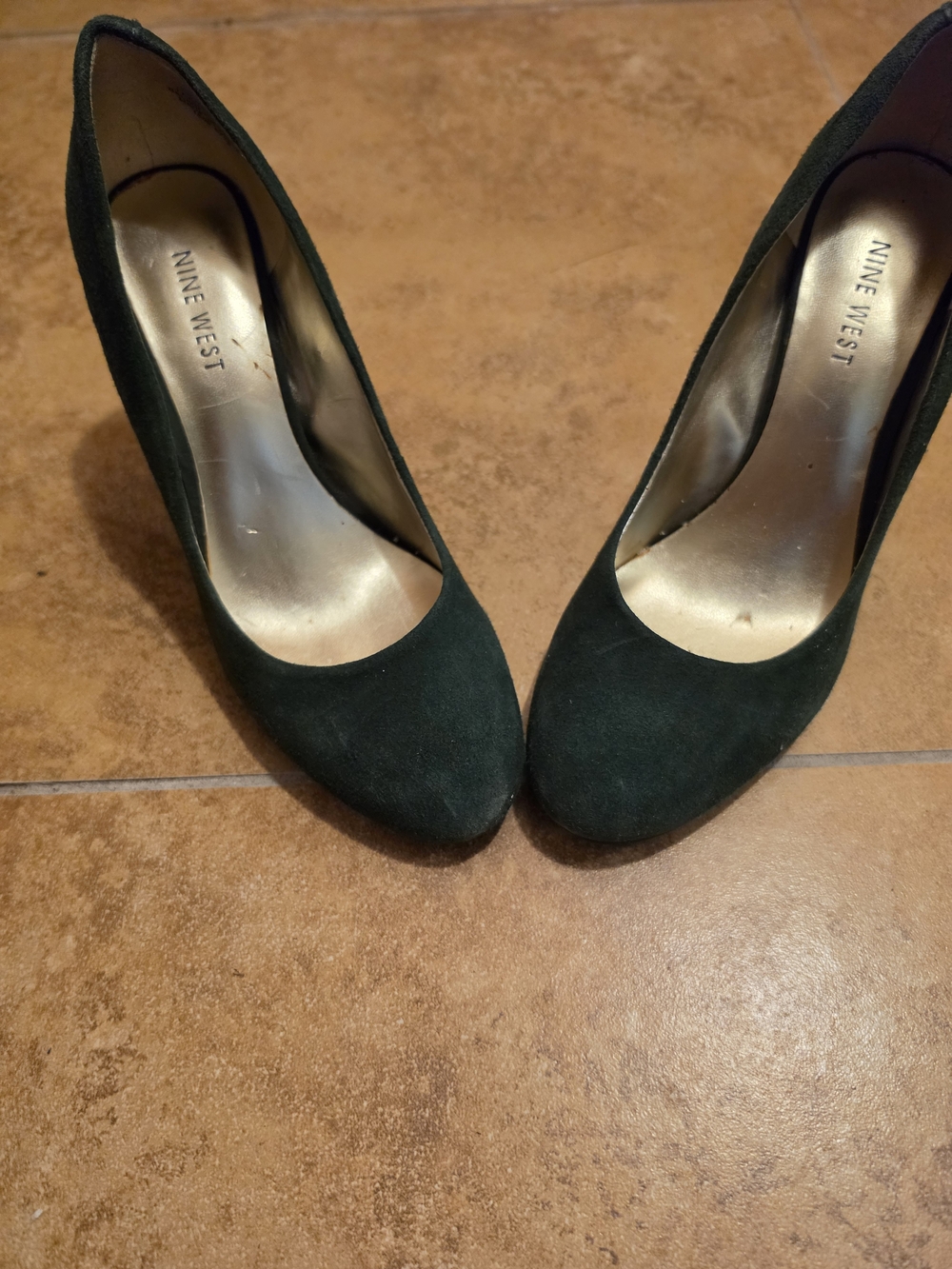 Nine West Forest Green Suede Pointed-Toe Pumps